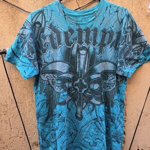 Blue Graphic "Redemption" T-Shirt by BLACK